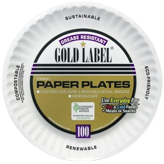 Gold Label Grease Resistant 9 Inch Paper Plate, 10 Count, 10 Per Case