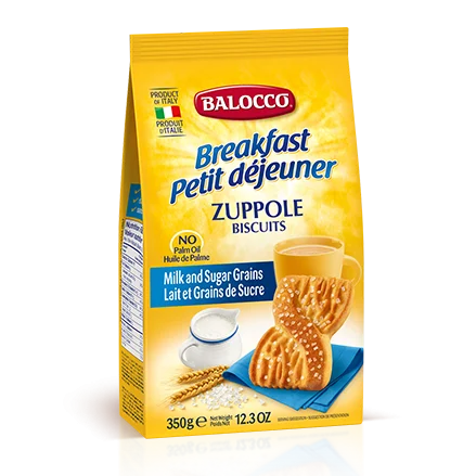 Balocco Zuppole Biscuits, Milk & Sugar Grains Cookies, 12.3 oz | 350g