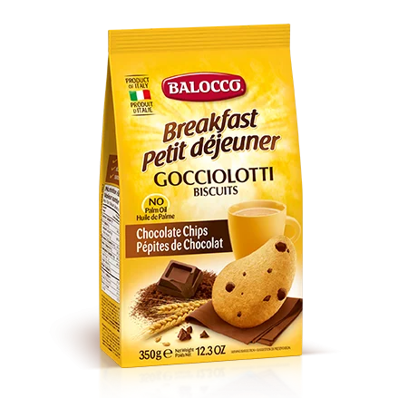 Balocco Gocciolotti Biscuits, Chocolate Chip Cookies, 12.3 oz | 350g