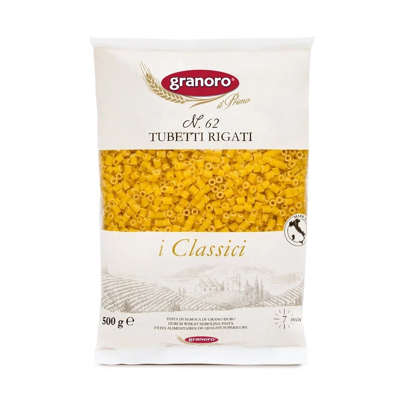 Granoro Tubetti Rigati Pasta No. 62 – 16 oz (1 lb / 454g)