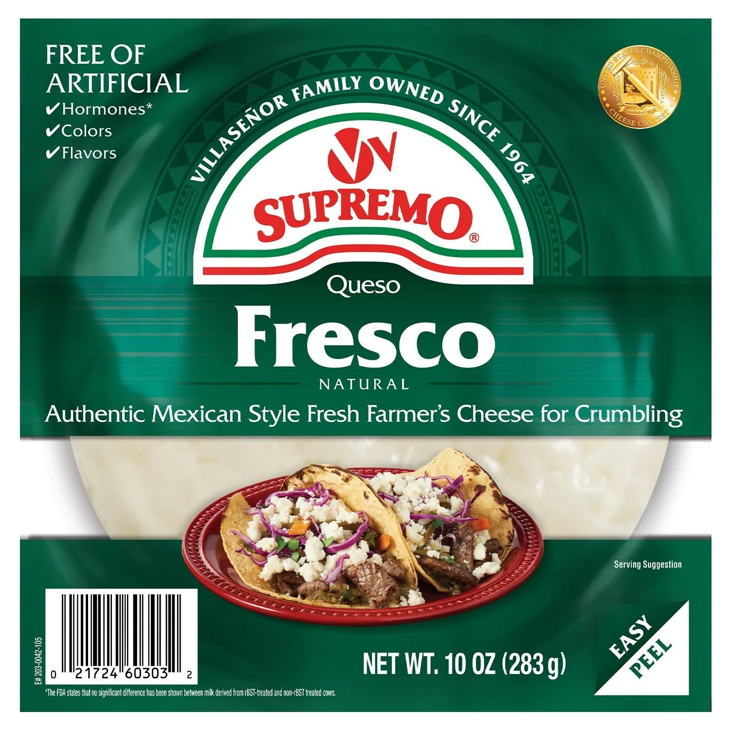 Supremo Queso Fresco 10 Ounce Size - 12 Per Case.