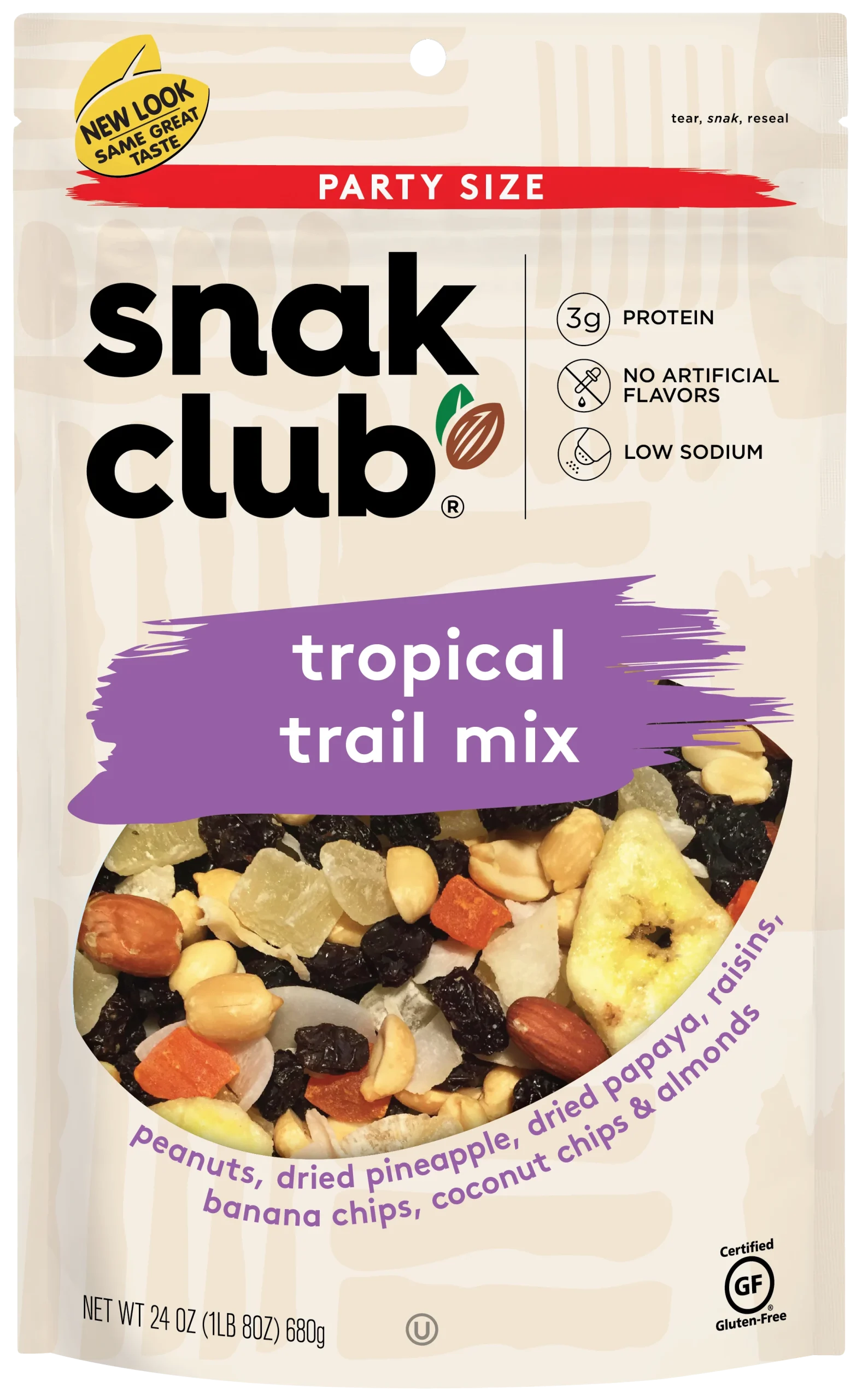 Snak Club Party Size Tropical Trail Mix 1.5 Pound Each - 6 Per Case.
