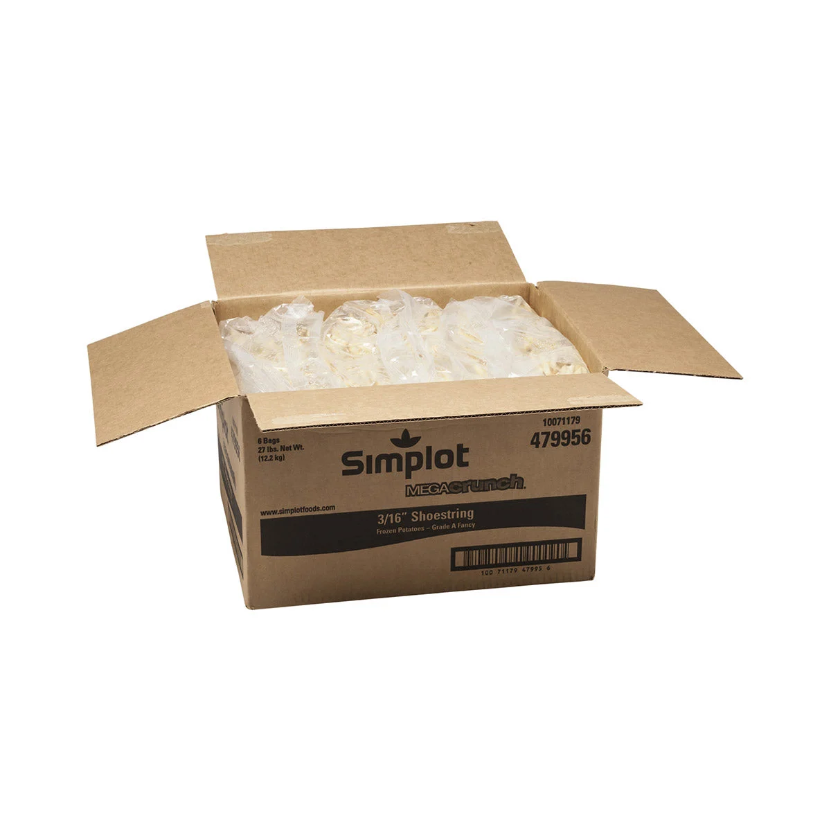 Simplot Megacrunch 6 Inch  Battered Julienne Cut Fries Skin On 4.5 Pound Each - 6 Per Case.