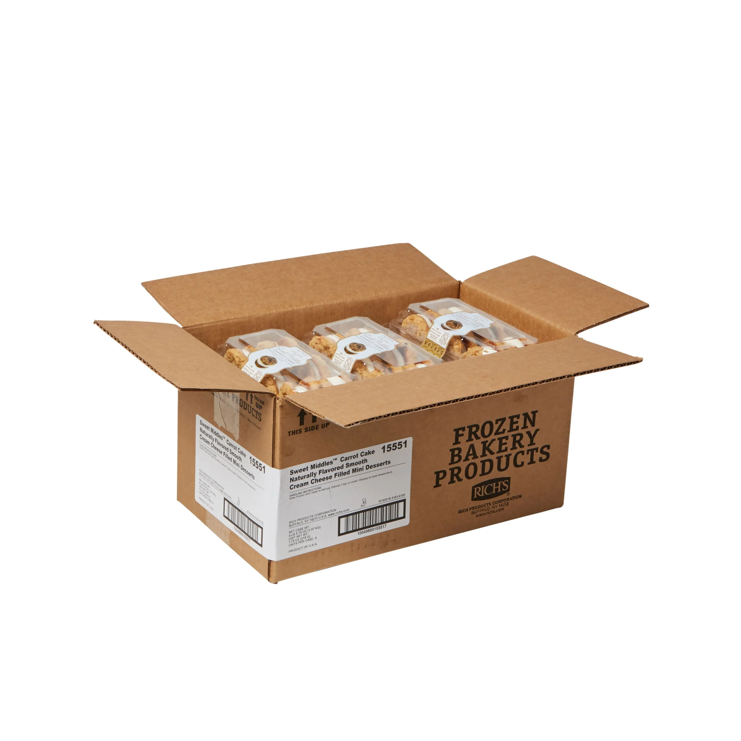 Our Specialty Rich's Carrot Cake With Cream Cheese Filling .484 Pound Each - 9 Per Case