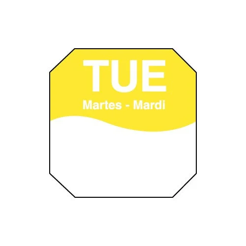 Daymark Movemark-Removeable Adhesive 1 Inch X 1 Inch Octagon Tuesday Triling Label 12 - 1000 Cnt
