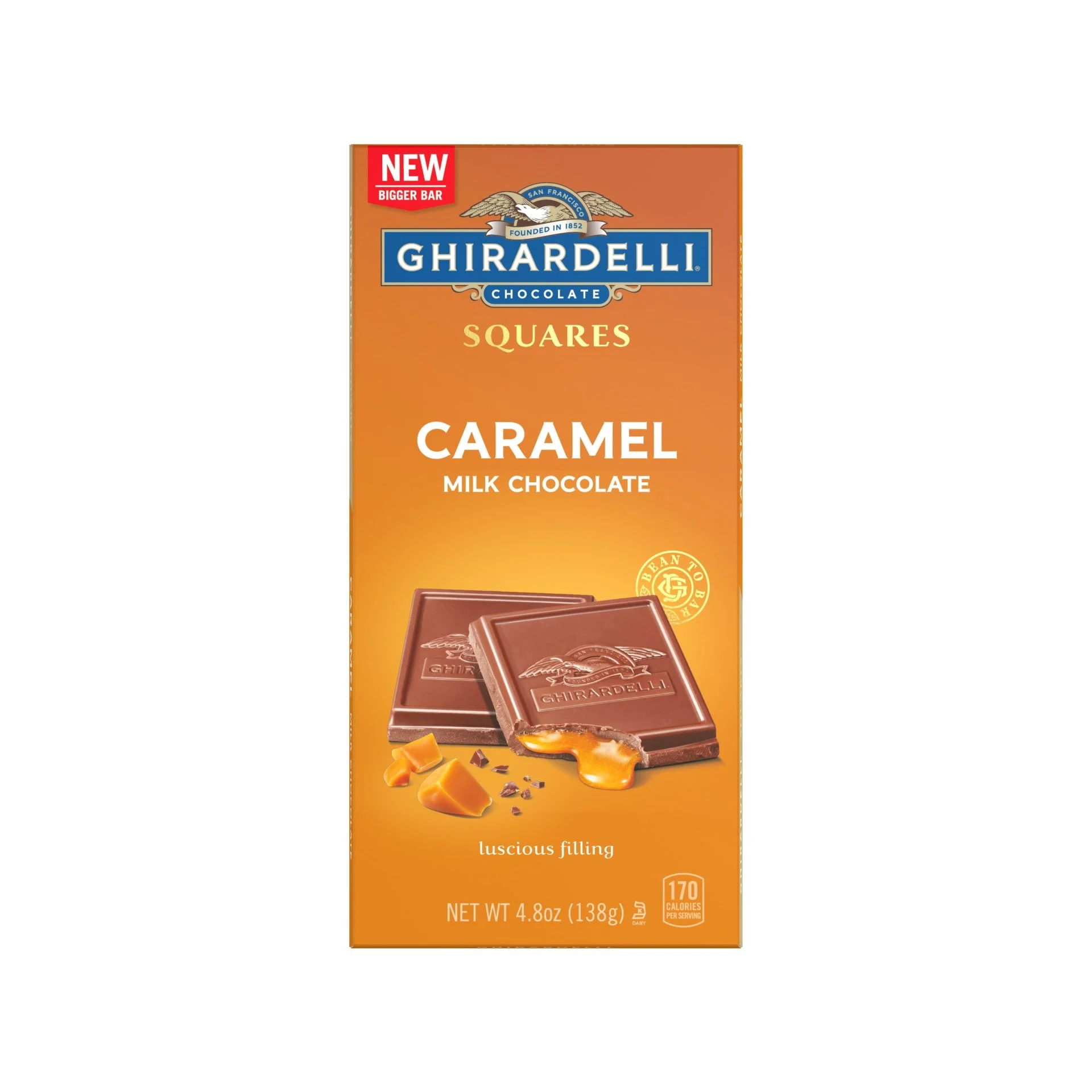 Ghirardelli Caramel Milk Chocolate Squares Bar .3 Pound Each - 10 Per Case