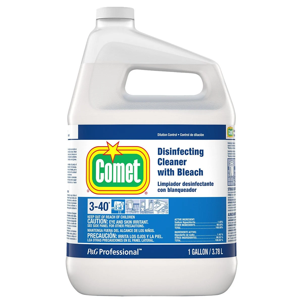 Comet Professional Liquid Cleaner W/Bleach Disinfecting Concentrate Closed Loop 3-40 3/1 Gal