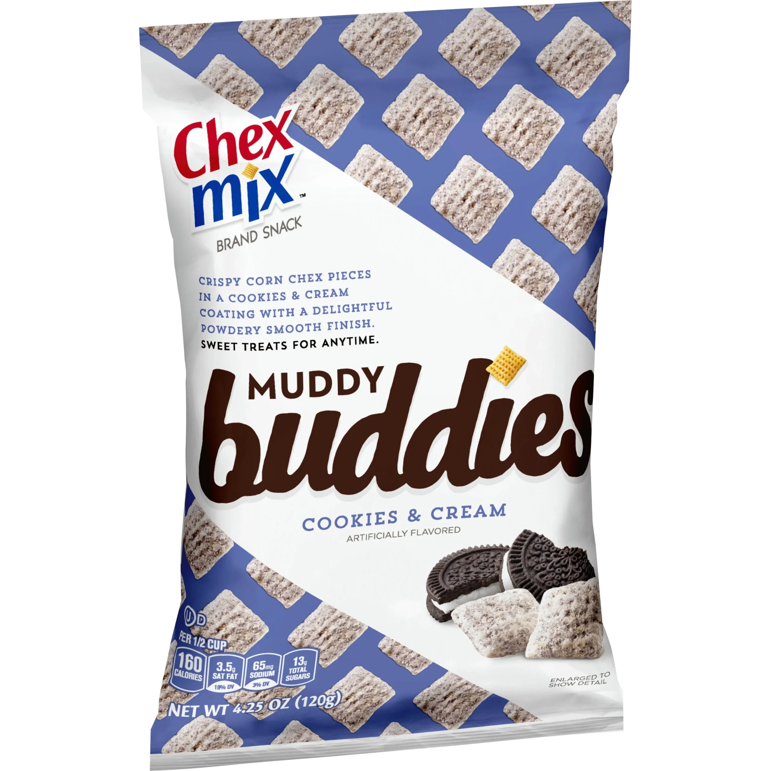 Chex Mix Muddy Buddies Snack Mix Cookies & Cream 4.25 Ounce Size - 7 Per Case.