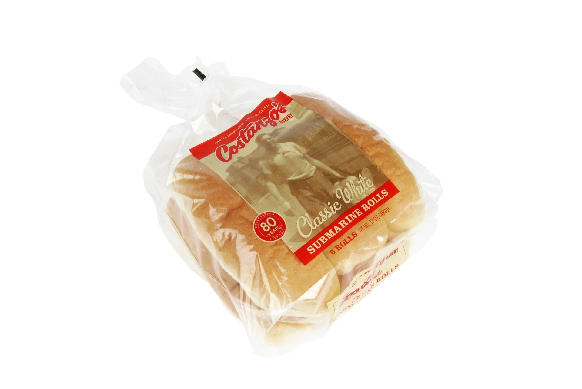 Costanzo's Bakery 7 Inch White Submarine Roll 87 Grams Each - 72 Per Case.