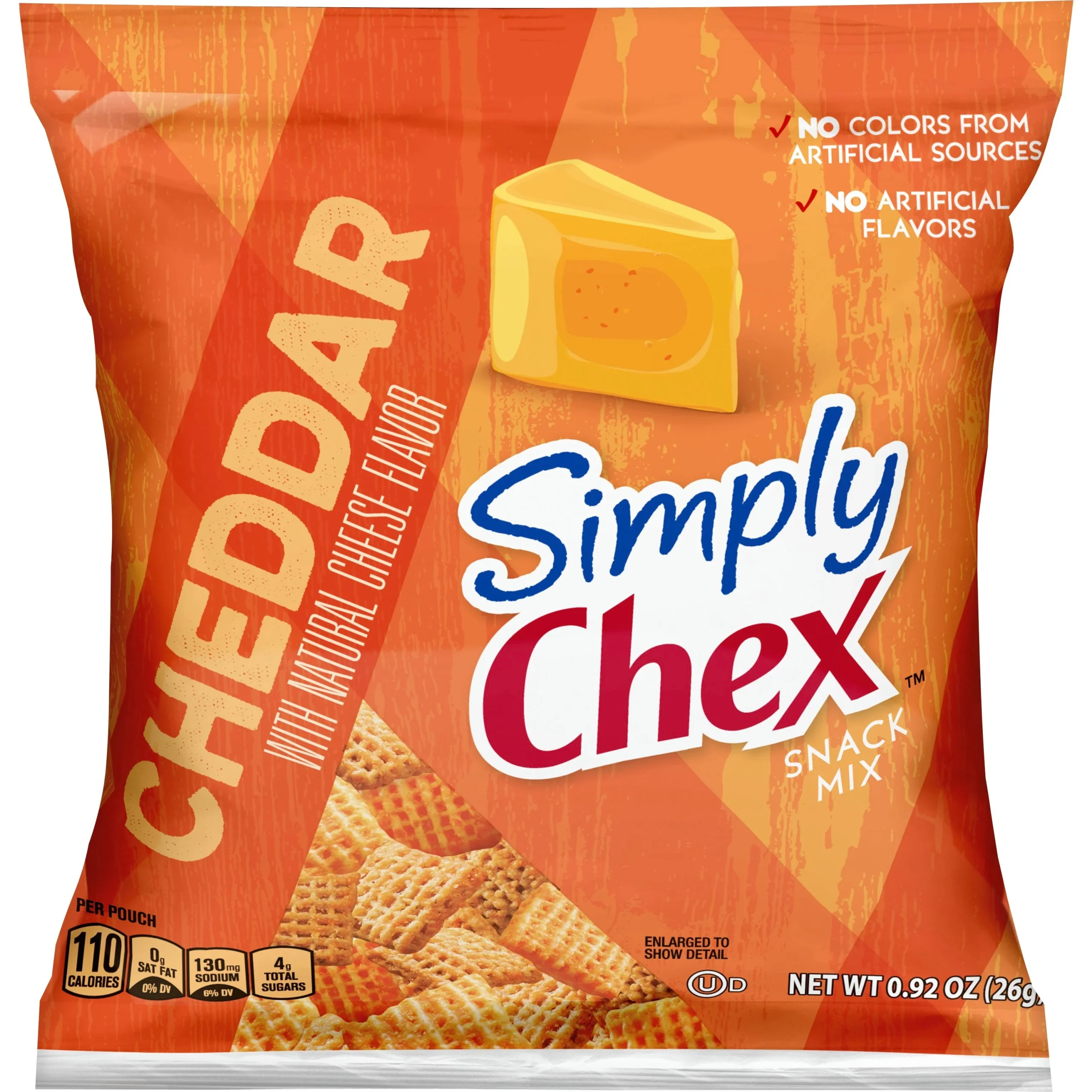Chex Mix Simply Chex Snack Mix Single Serve Cheddar 0.92 Ounce Size - 60 Per Case.