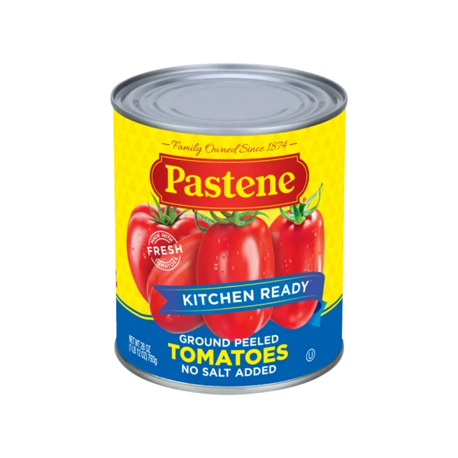 Pastene Ground Peeled Tomatoes, Kitchen Ready, No Salt, 28 oz