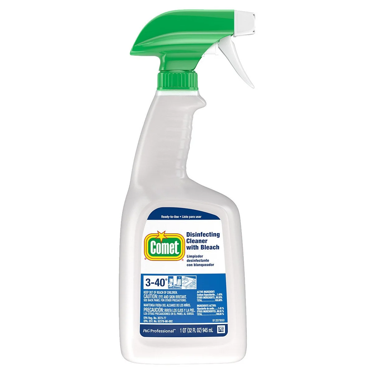 Comet Professional Disinfecting Cleaner W/Bleach Rtu Bottle W/Foil Seal 3-40 8/32 Oz