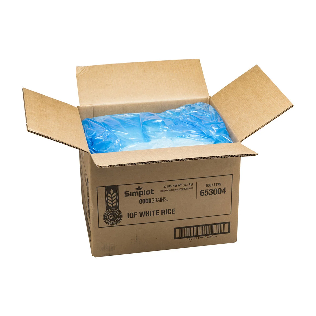 Simplot Good Grains White Rice Individual Quick Frozen 40 Pound Each - 1 Per Case.