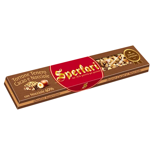 Sperlari Soft Nougat with Dark Chocolate & Chopped Hazelnuts, 3.5 oz
