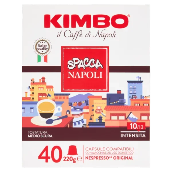 Kimbo Spacca Napoli Nespresso® Original Compatible Capsules, Intensity 10/13, Medium Roast, 40 Pack
