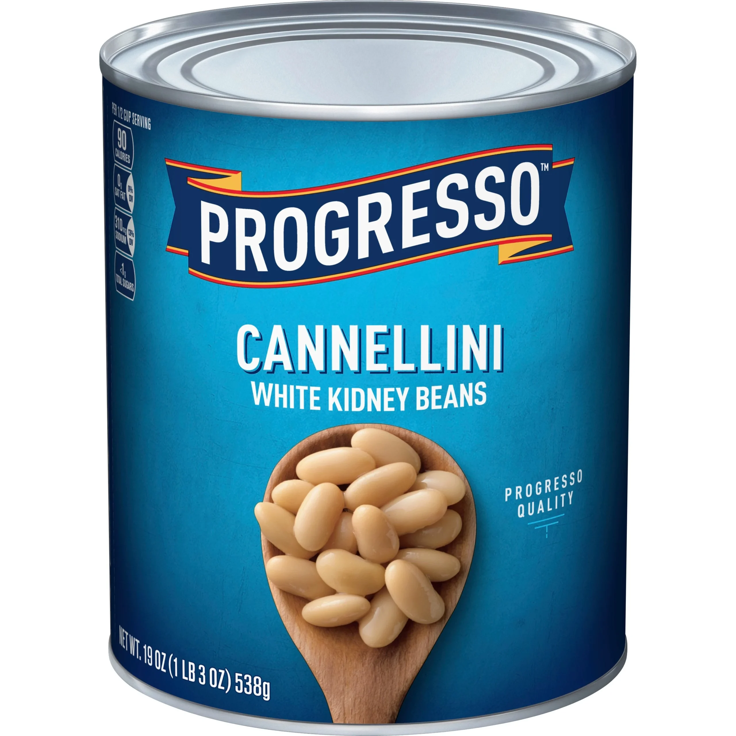 Progresso Canned Vegetables Cannellini White Kidney Beans 19 Ounce Size - 24 Per Case.