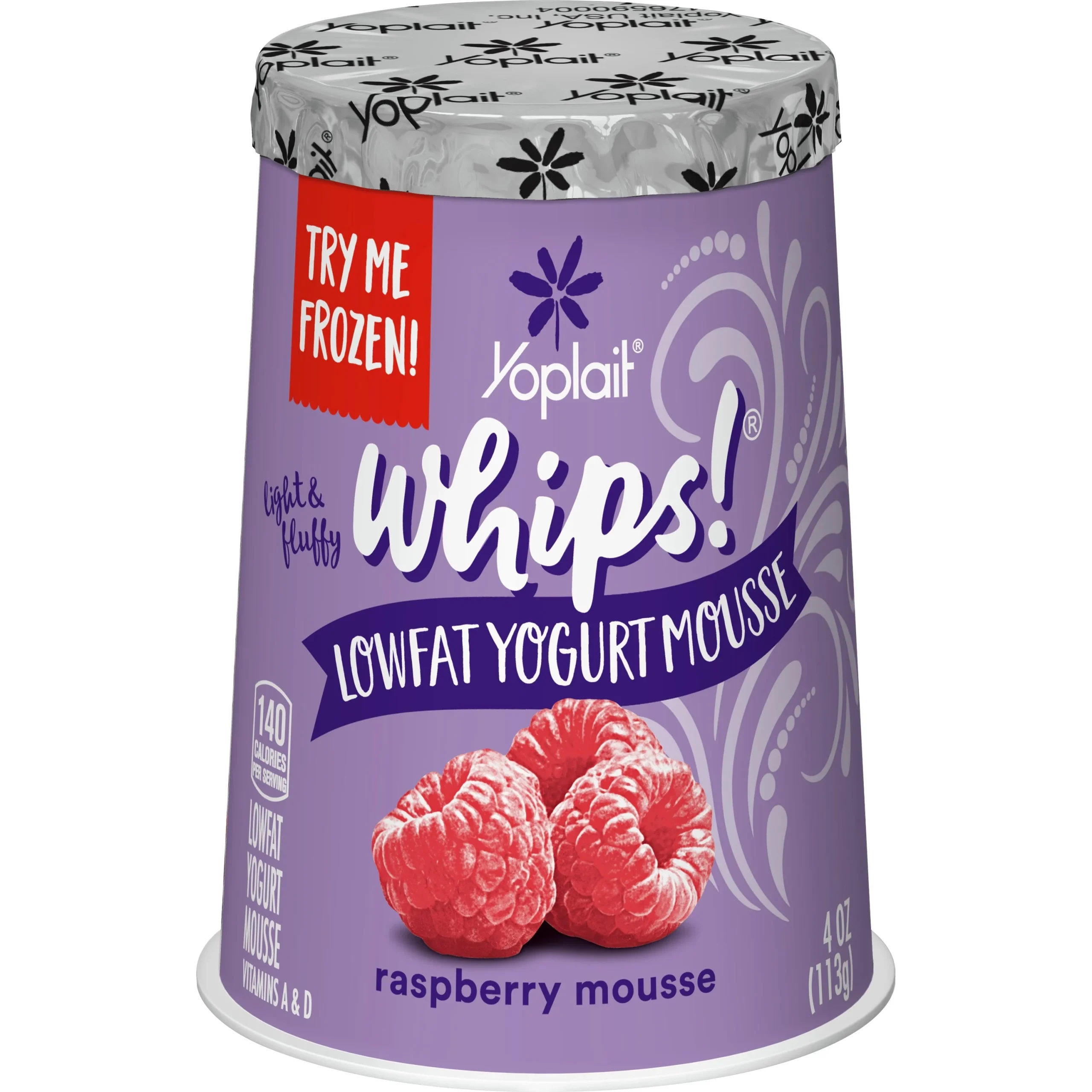 Yoplait Whips Yogurt Mousse Single Serve Cup Raspberry Mousse 4 Ounce Size - 12 Per Case.
