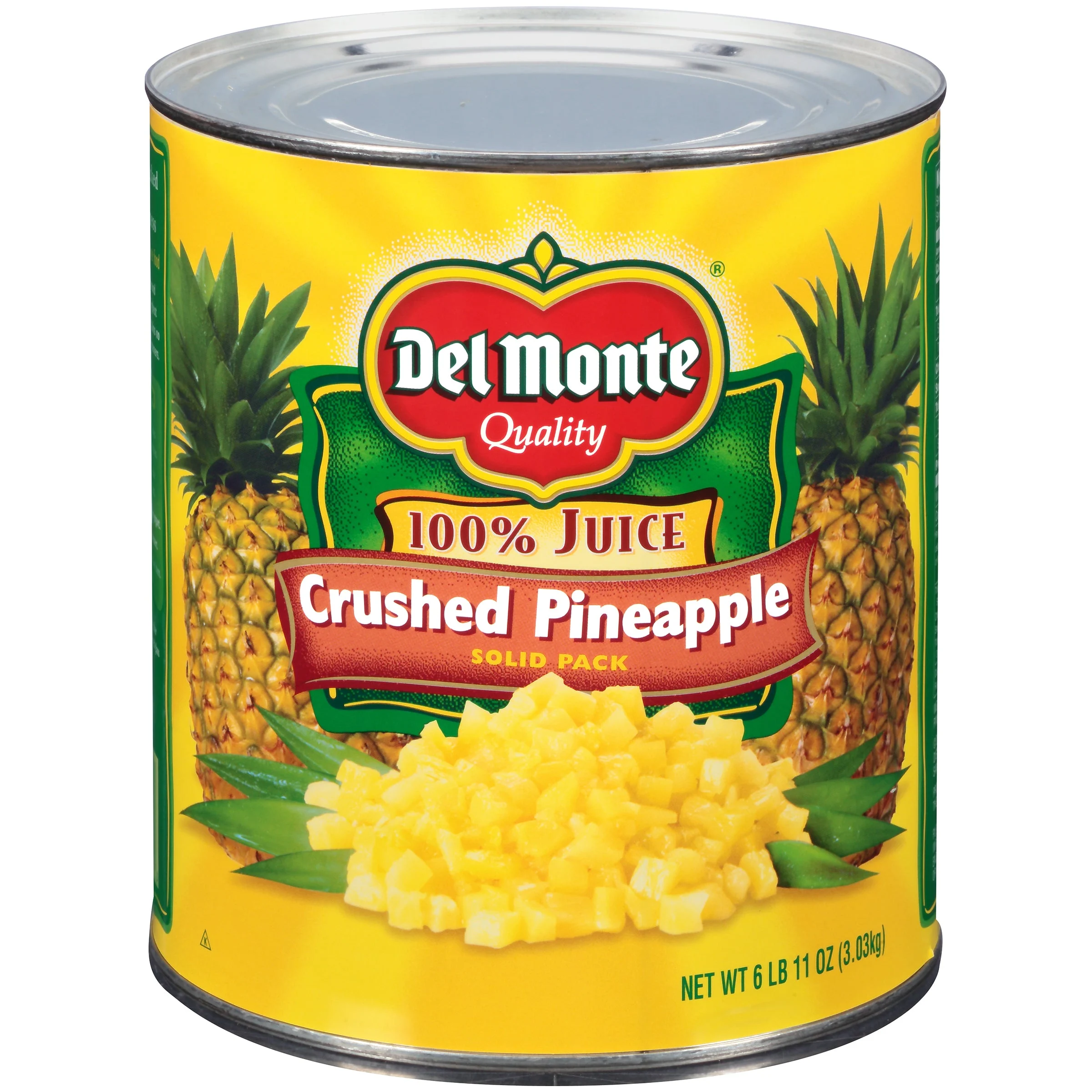 Del Monte Crushed Pineapple Solid In 100% Juice Can 107 Ounce Size - 6 Per Case.