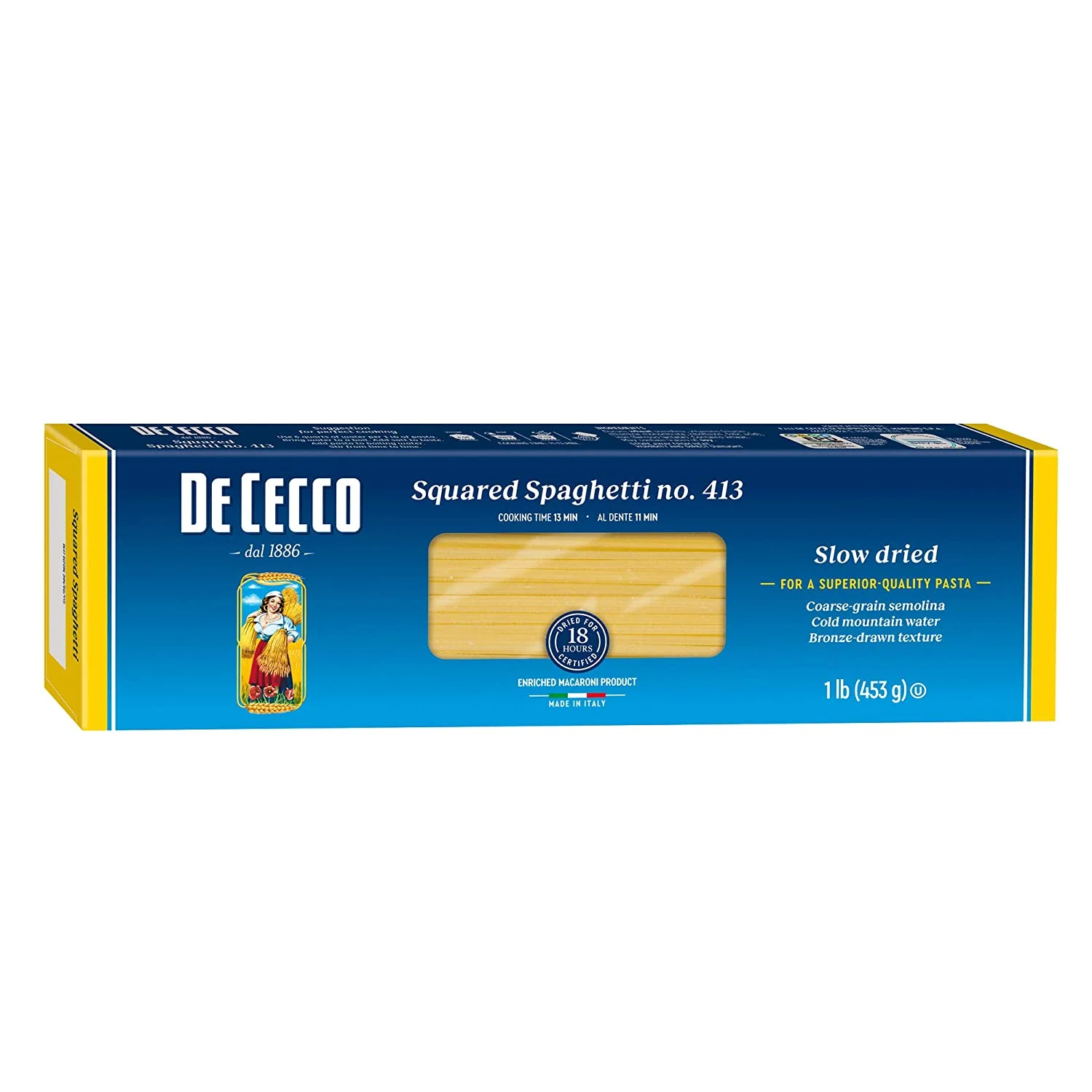 De Cecco Squarded Spaghetti #413, 1 lb | 453g