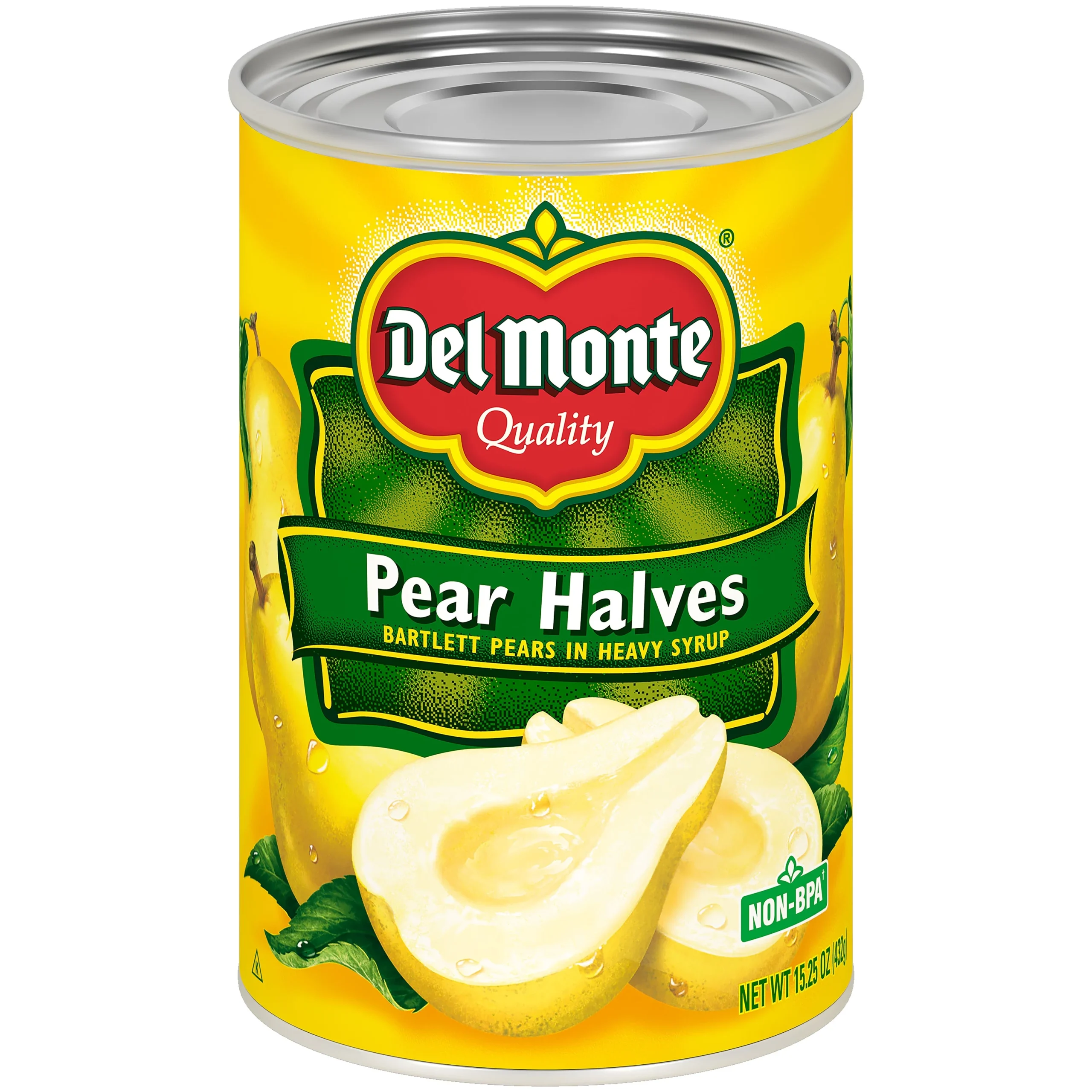 Del Monte Bartlett Pear Halves In Heavy Syrup Can 15.25 Ounce Size - 12 Per Case.