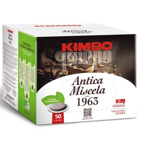 Kimbo Espresso Pods Antica Miscela ESE Pods, Dark Roast 12/13 intensity, 7g, 50 Pack