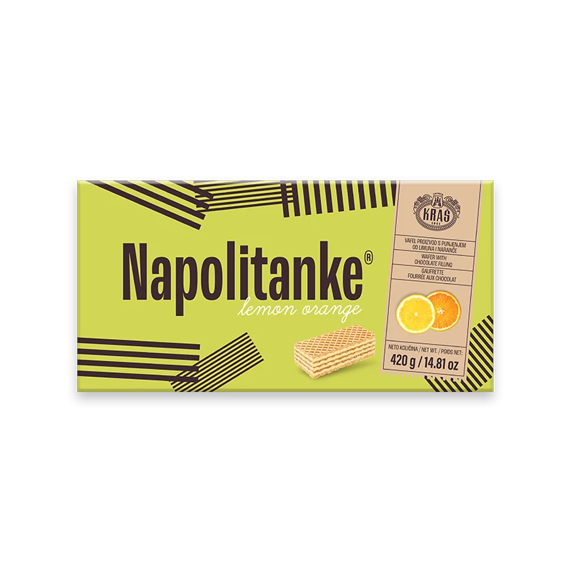 Kras Napolitanke Lemon Orange wafers, 14.81 oz | 420g