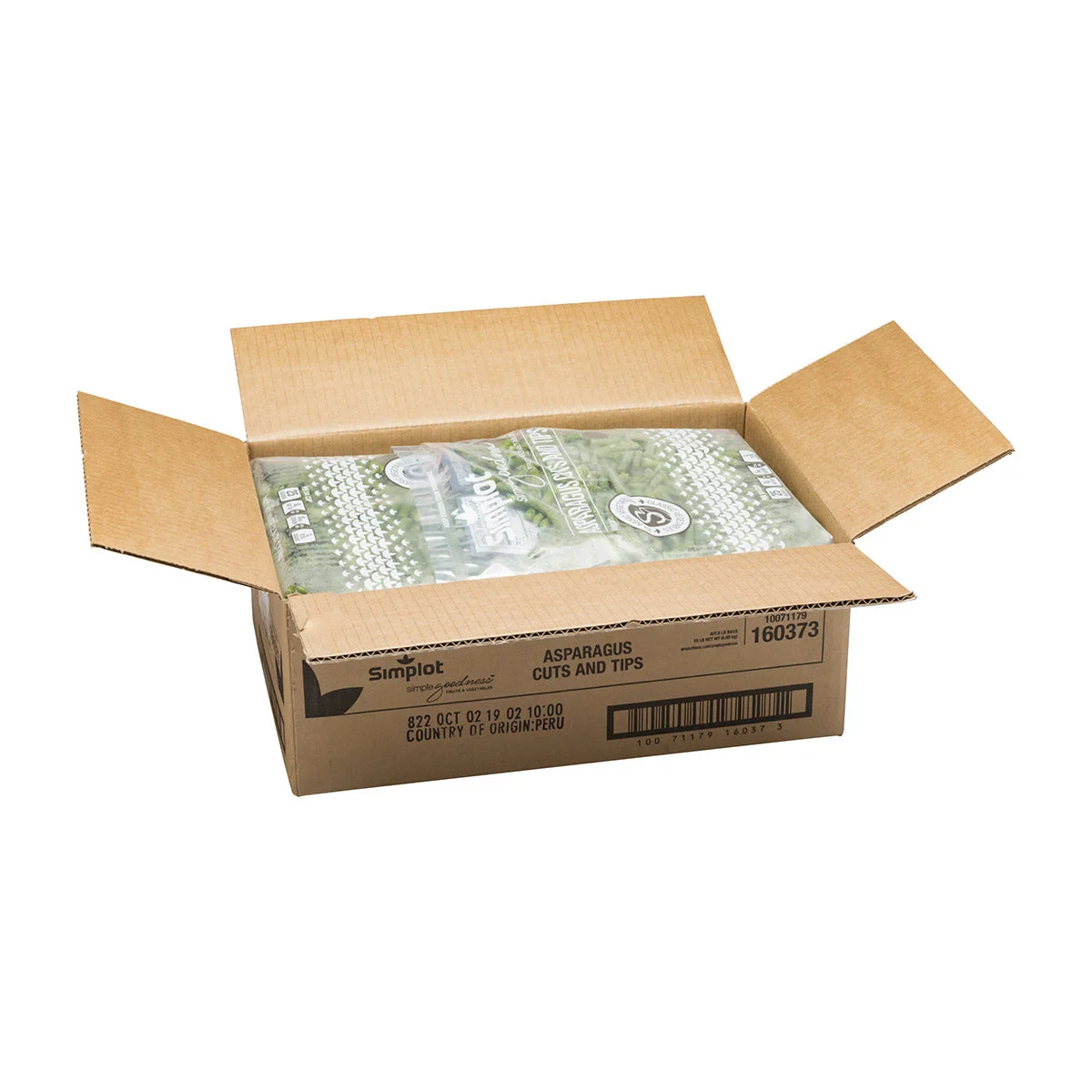 Simplot Simple Goodness Classic Vegetables Asparagus Cuts & Tips 2.5 Pound Each - 6 Per Case.