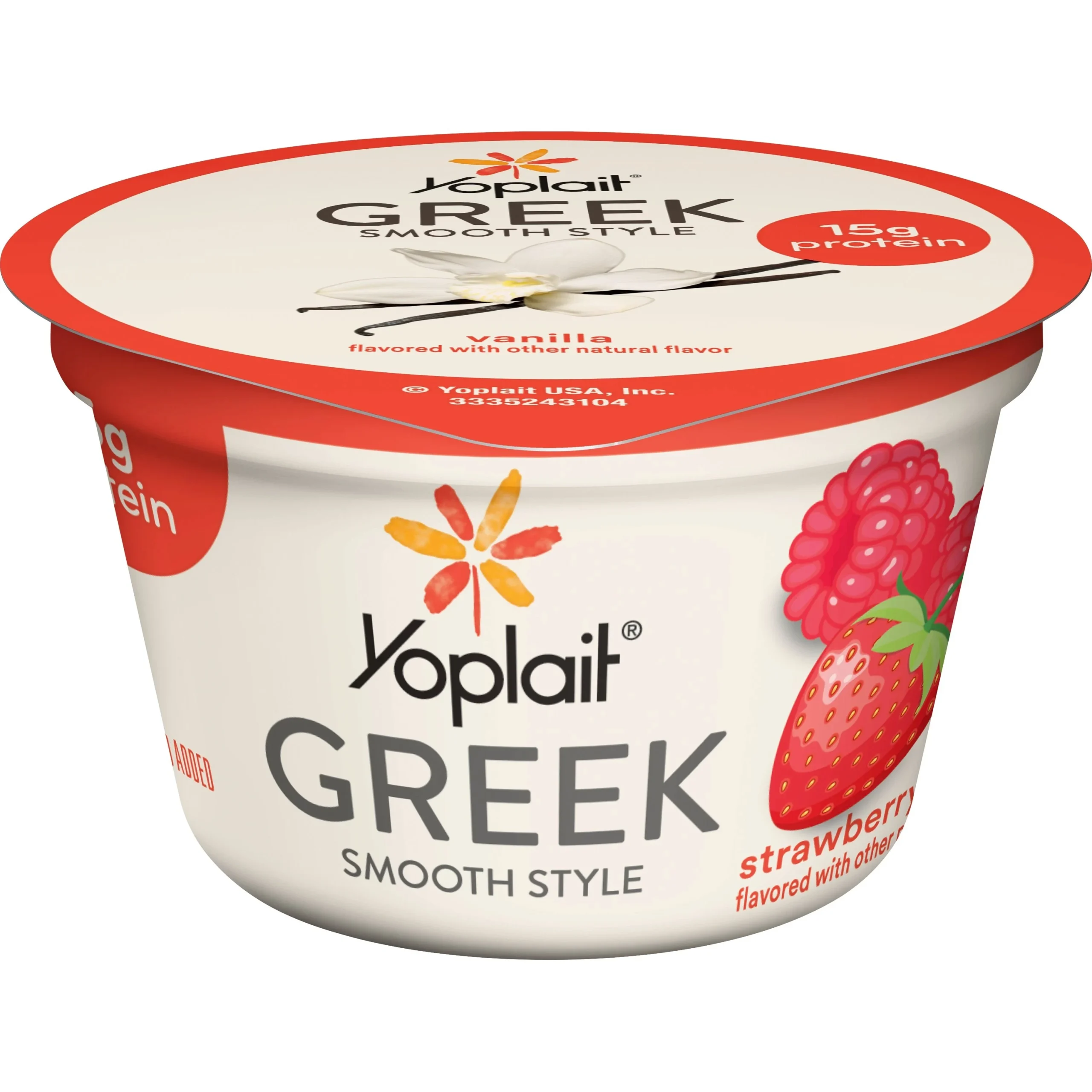 Yoplait Greek Yogurt Single Serve Cup Strawberry Raspberry 5.3 Ounce Size - 12 Per Case.