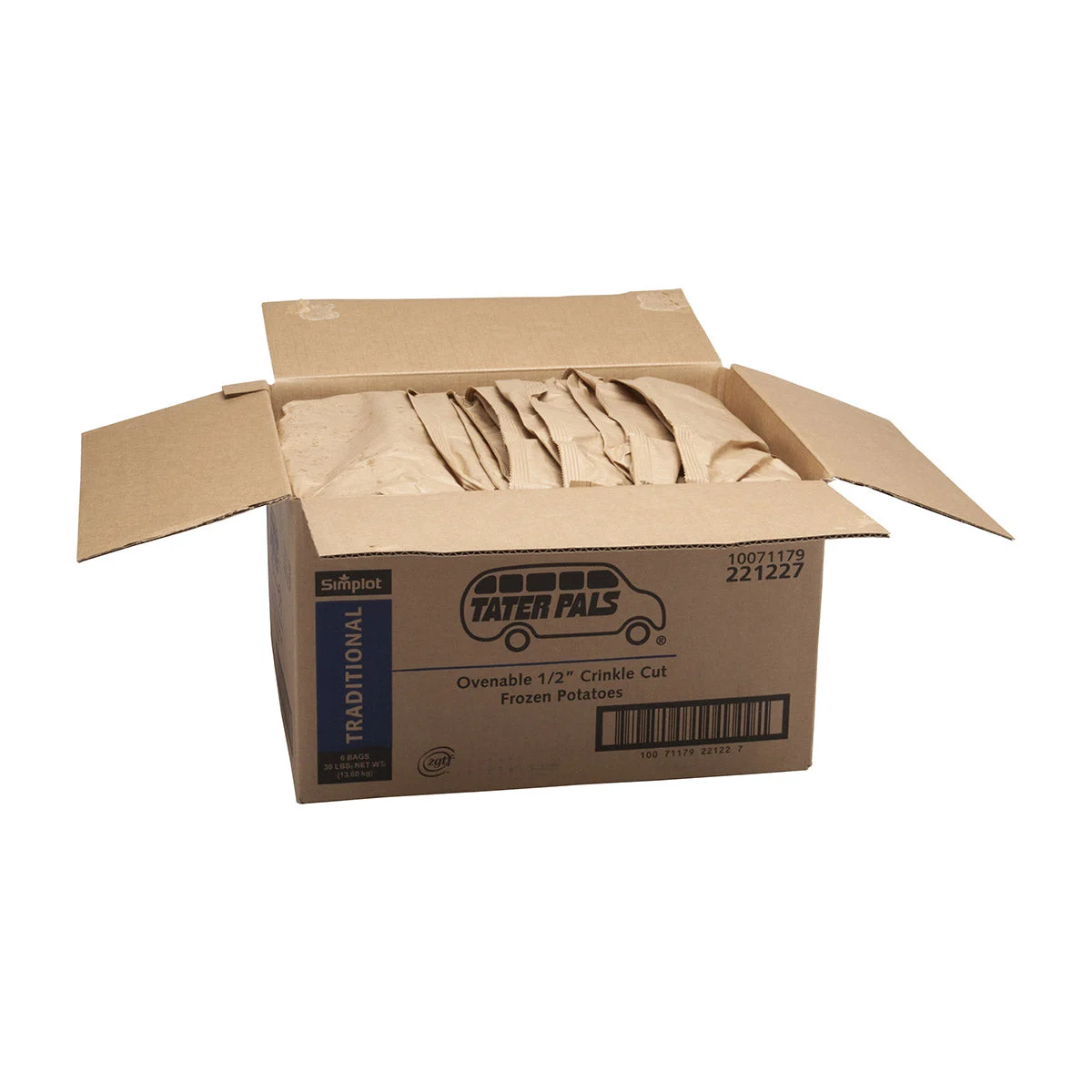 Simplot Tater Pals 2 Inch  Ovenable Crinkle Cutfries 5 Pound Each - 6 Per Case.