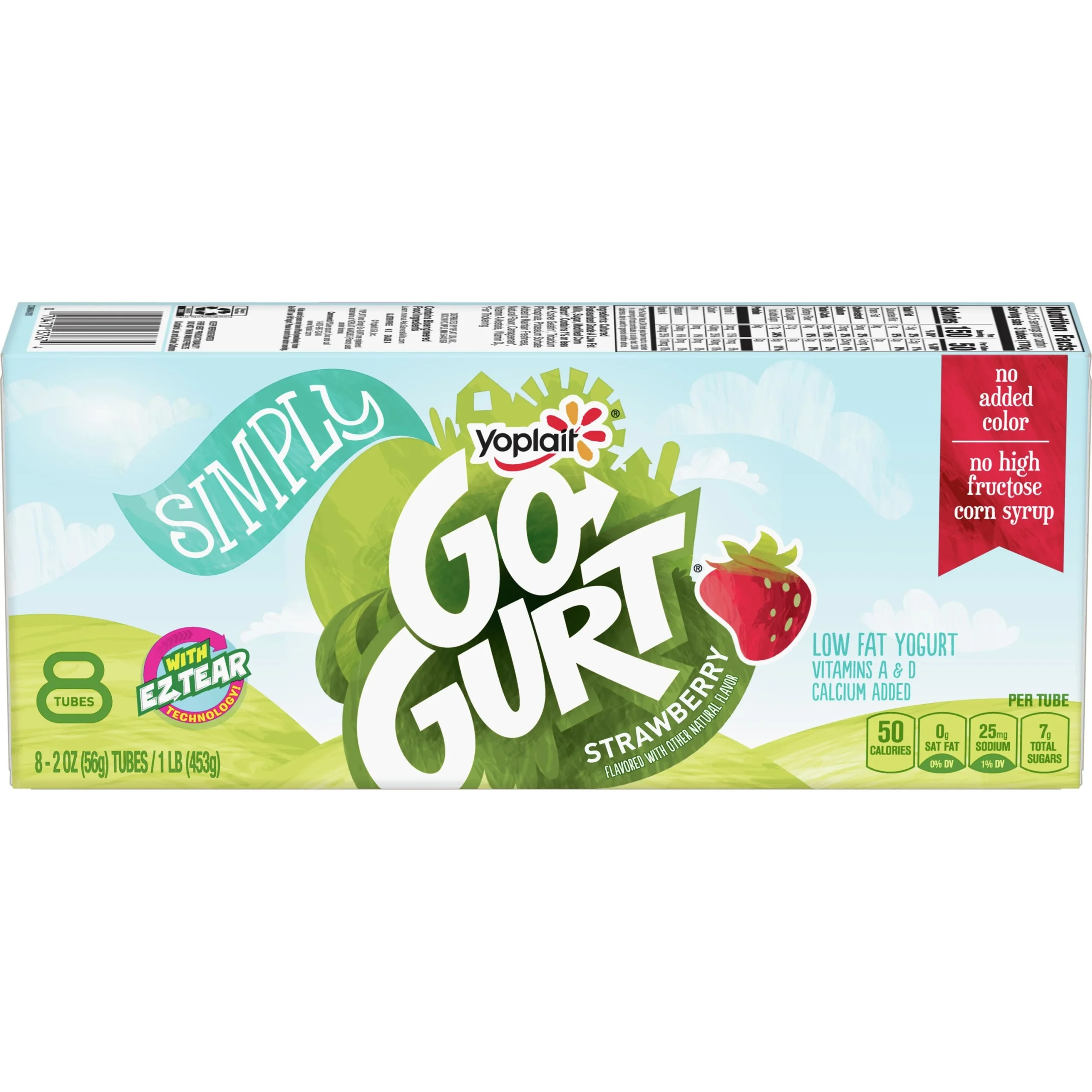 Yoplait Simply Go Gurt Yogurt Single Serve Tube Strawberry 16 Ounce Size - 8 Per Case.