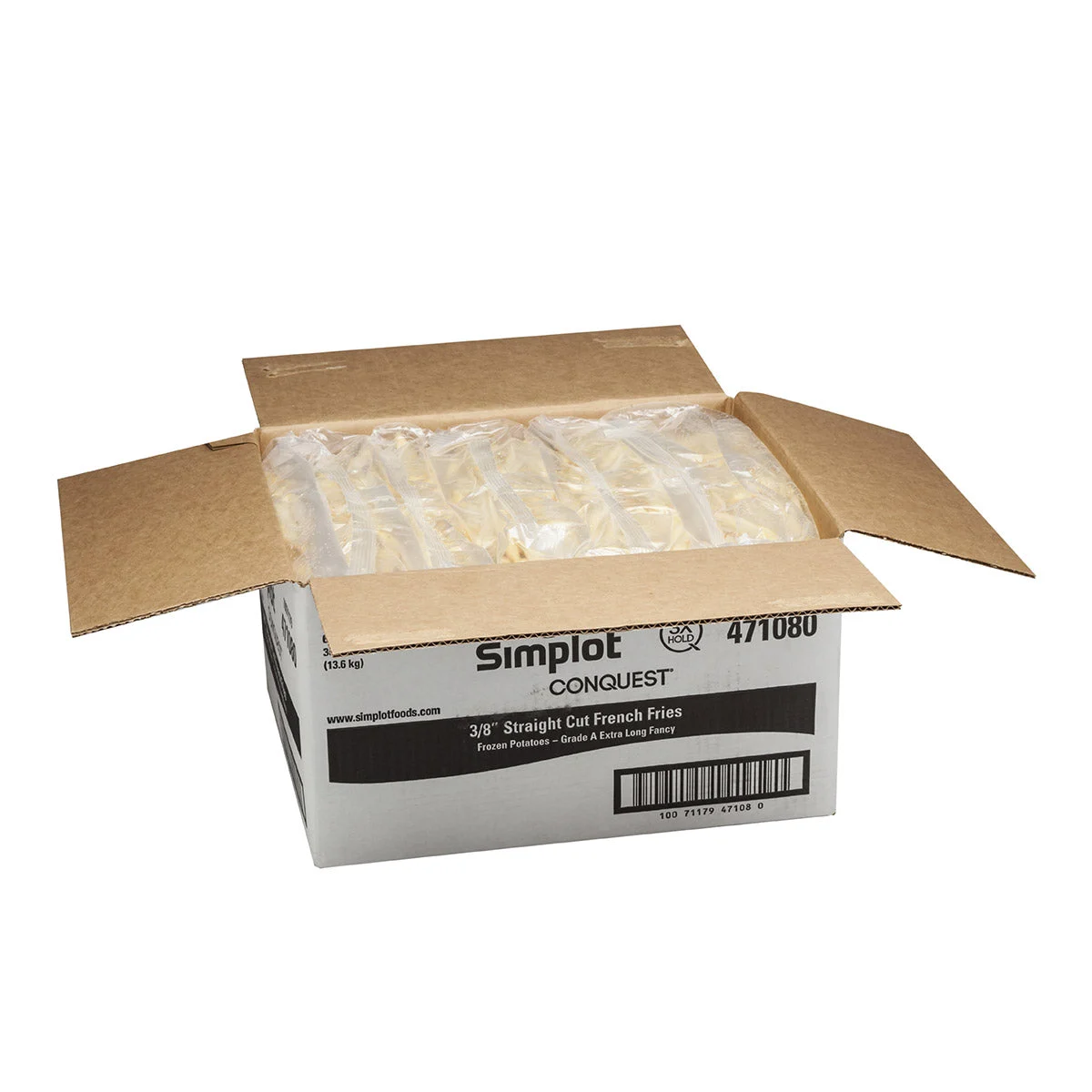 Simplot Conquest 8 Inch Clear Coated Straight Cut Fries 5 Pound Each - 6 Per Case.