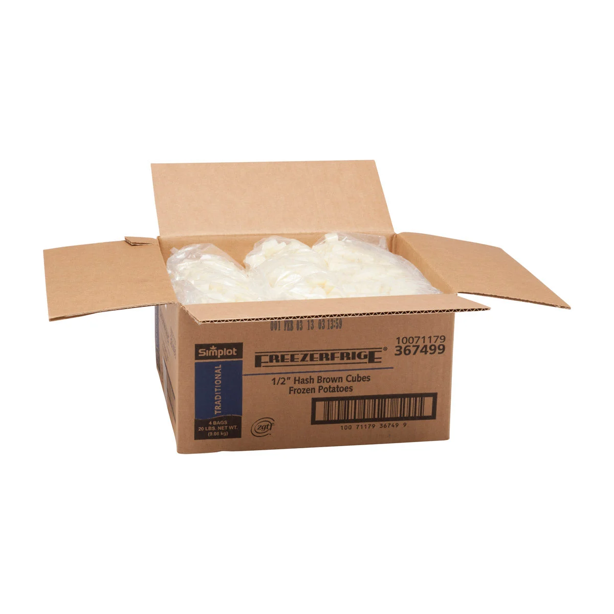 Simplot Freezerfrige 2 Inch Cubed Hash Brownslb 5 Pound Each - 4 Per Case.