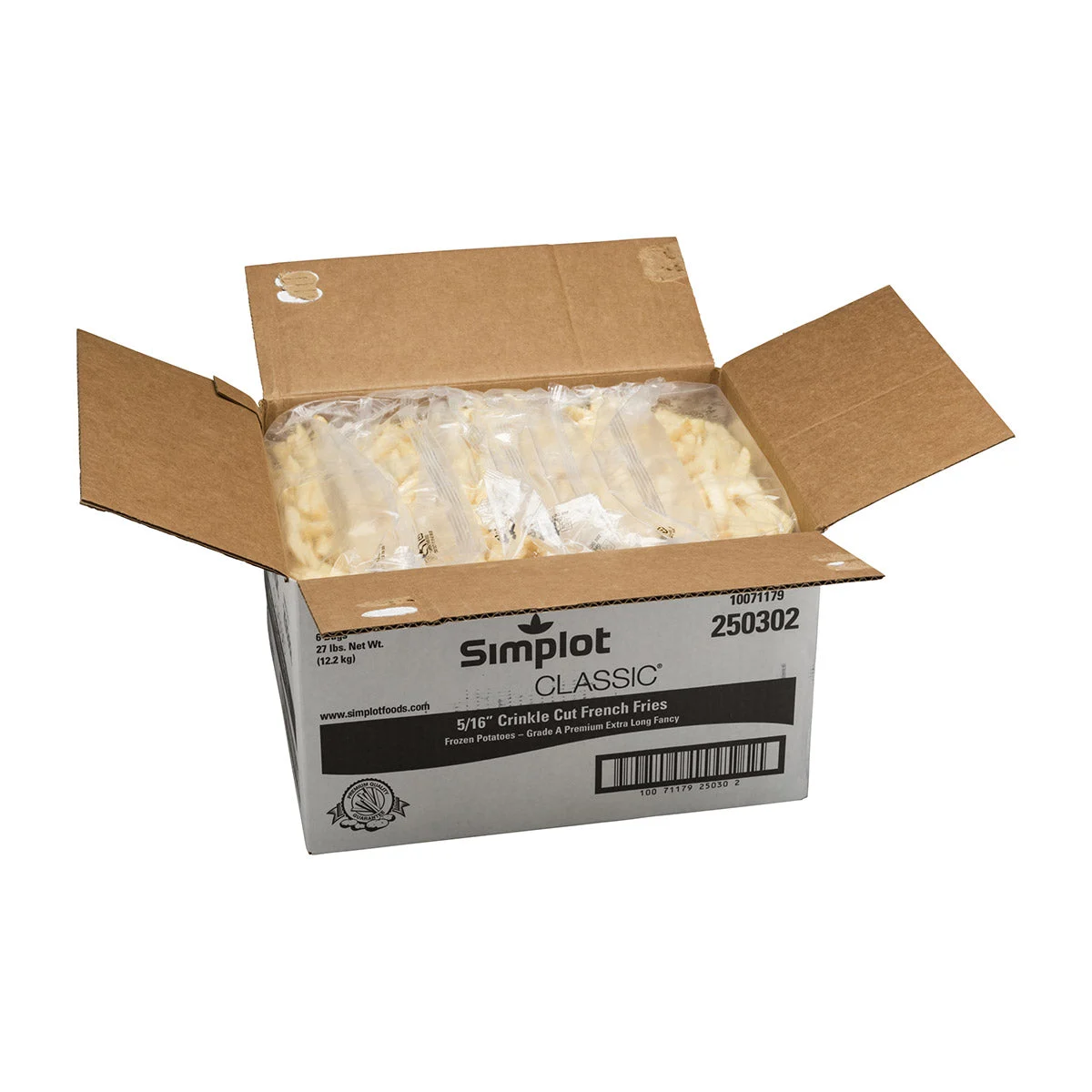 Simplot Classic Fries 6 Inch Premium Crinkle Cut Fries 4.5 Pound Each - 6 Per Case.