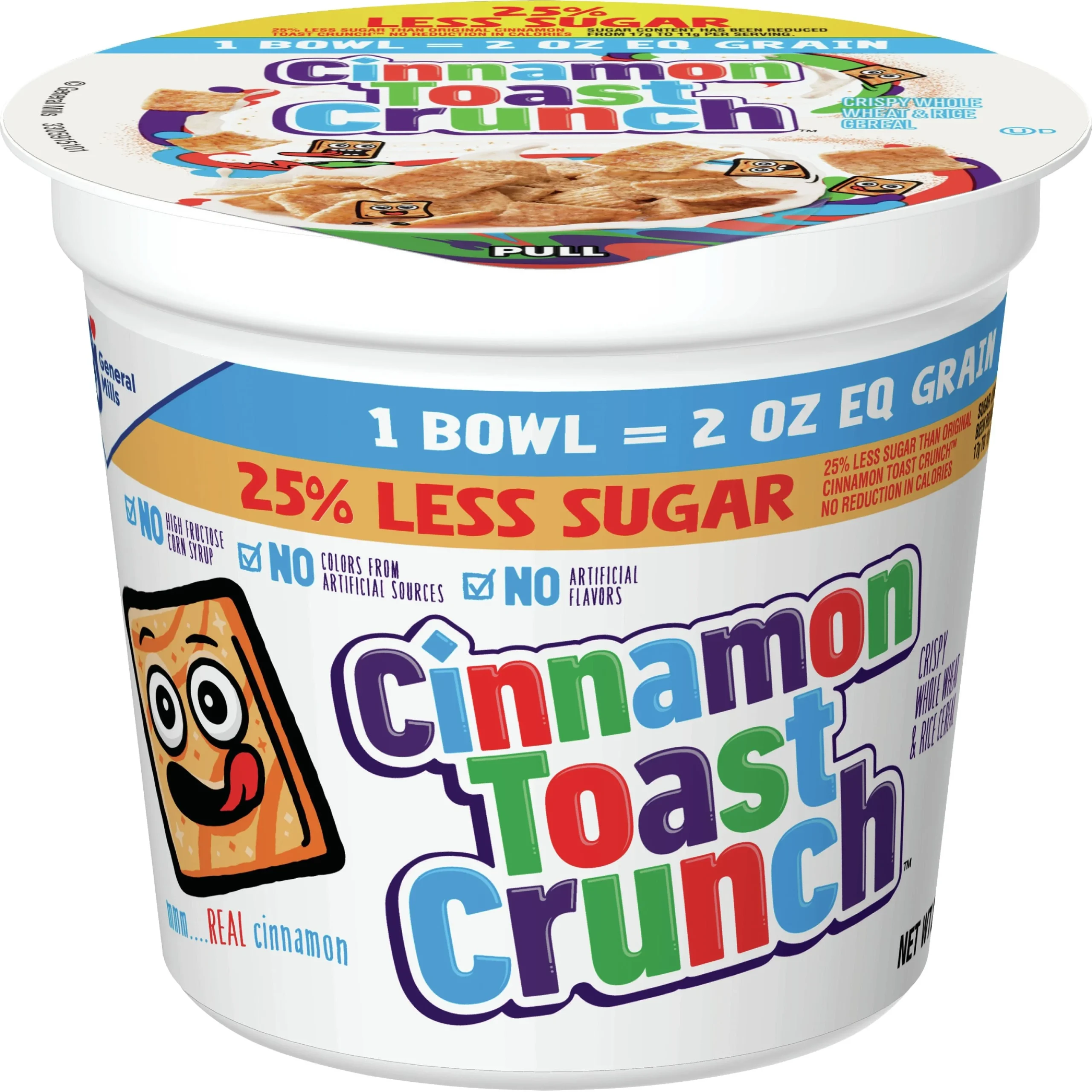 Cinnamon Toast Crunch Cereal 25% Less Sugar Single Serve 2 Ounce Size - 60 Per Case.