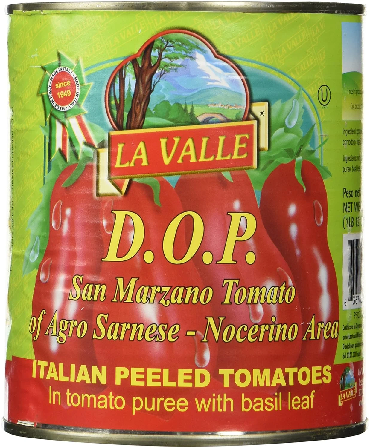 La Valle D.O.P San Marzano Tomato Italian Peeled Tomatoes, 28oz