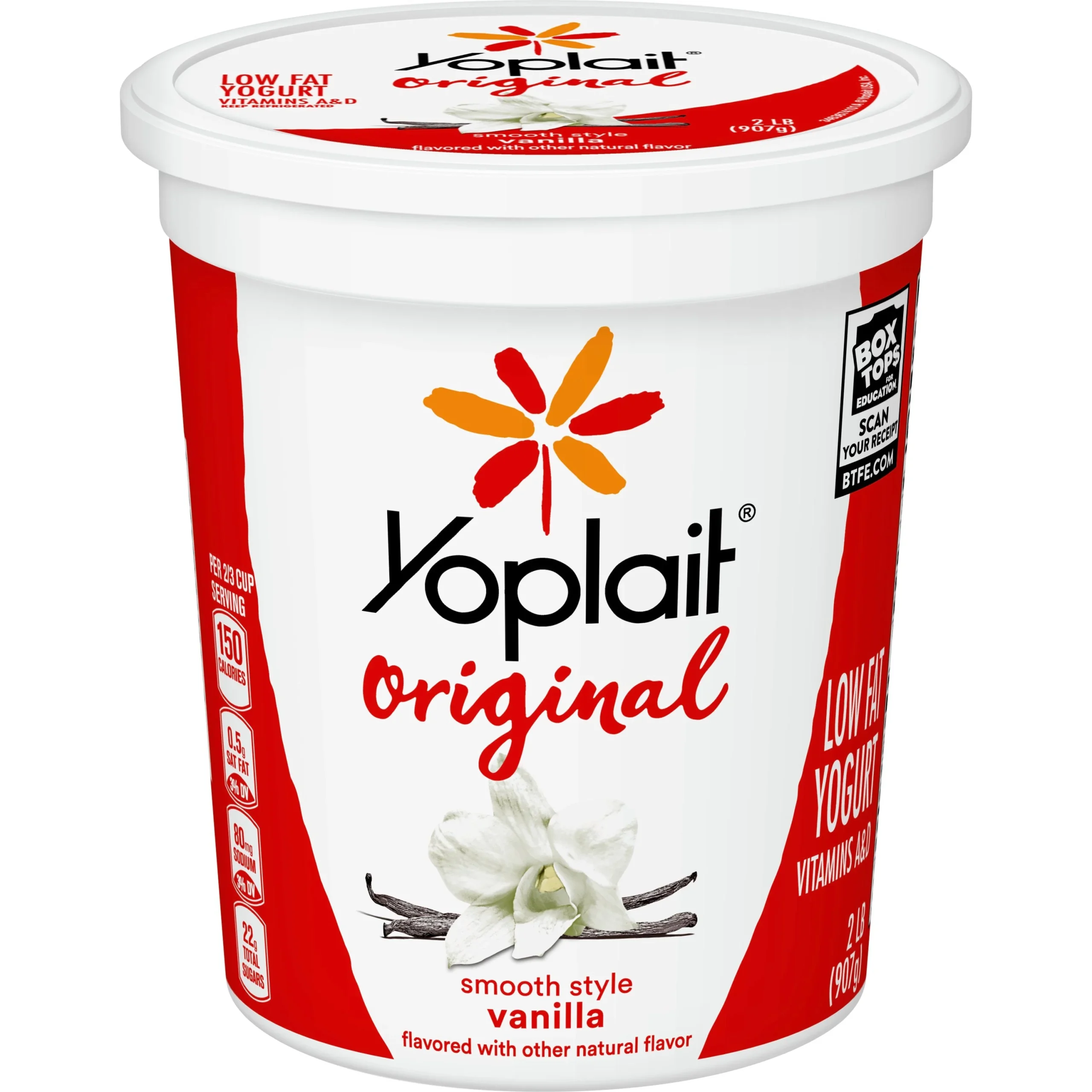 Yoplait Original Yogurt Bulk Tub Low Fat Vanilla 32 Ounce Size - 6 Per Case.