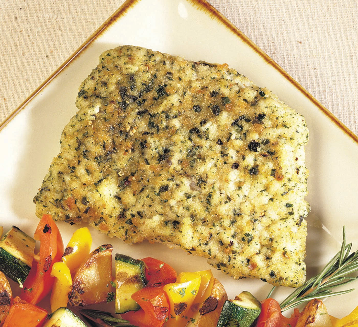 Uppercrust Summer Herb Crusted Cod With Roasted Garlic And Lemon Cut From Fillets 5 Pound Each - 2 Per Case.