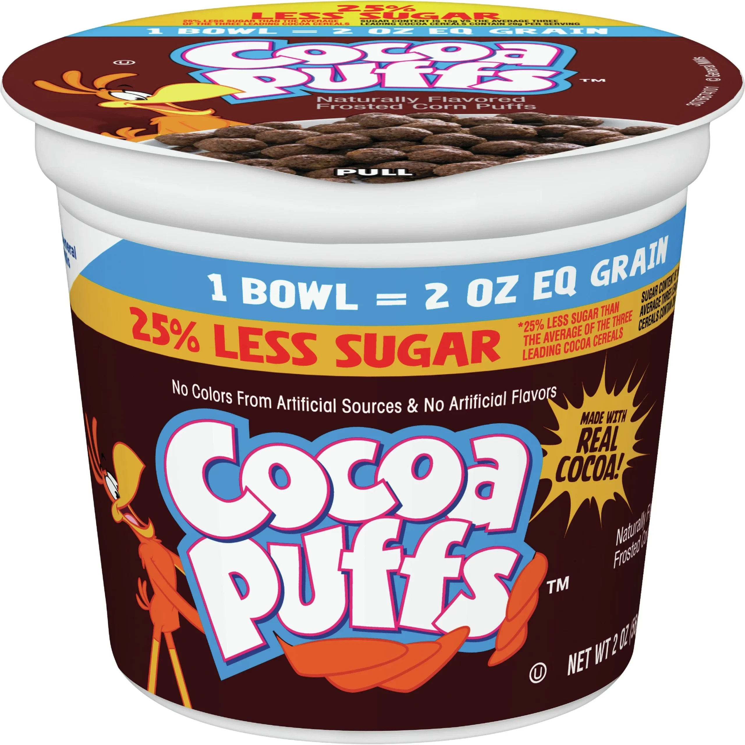 Cocoa Puffs Cereal Less Sugar Single Serve K Eq Grain 2 Ounce Size - 60 Per Case.