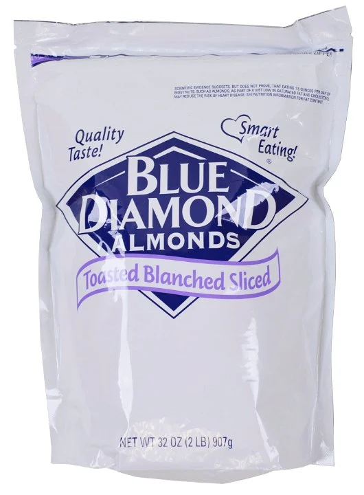 Sugar Foods Almonds Sliced Toasted Blanched 2 Pound Each - 8 Per Case.