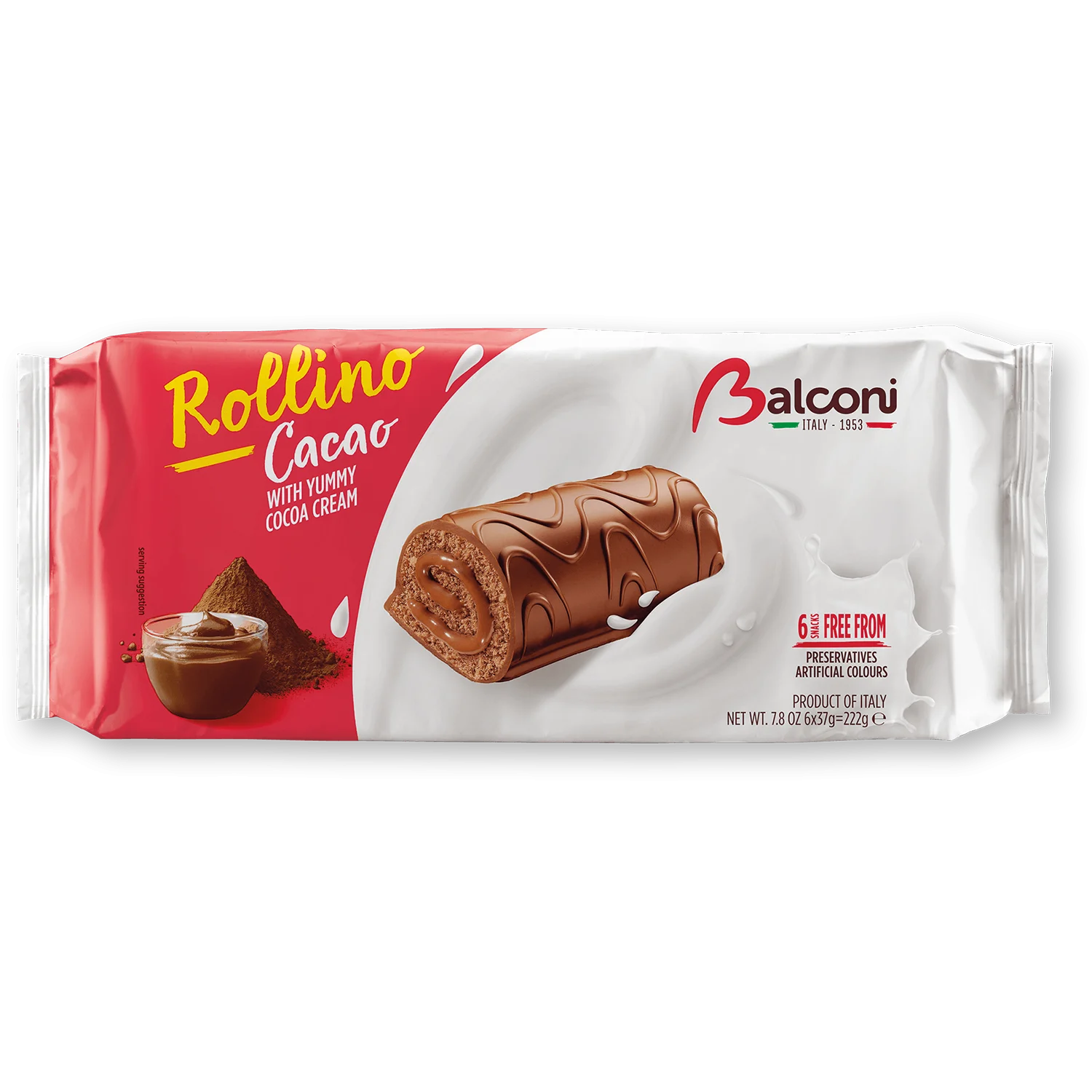 Balconi Rollino Cacao, with Cocoa Cream, 7.8 oz | 222 g