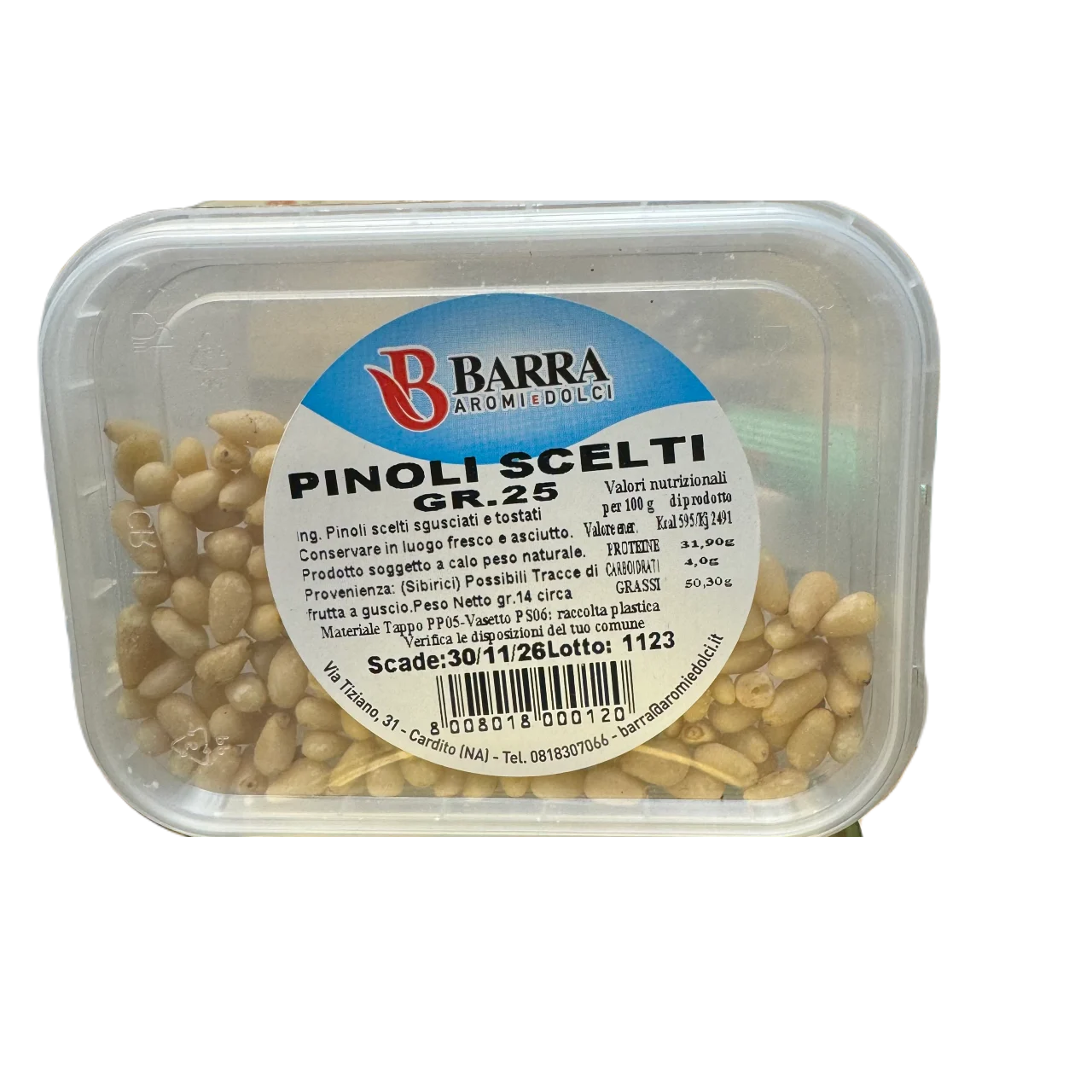 Barra Pine Nuts Pinoli, 25 gr
