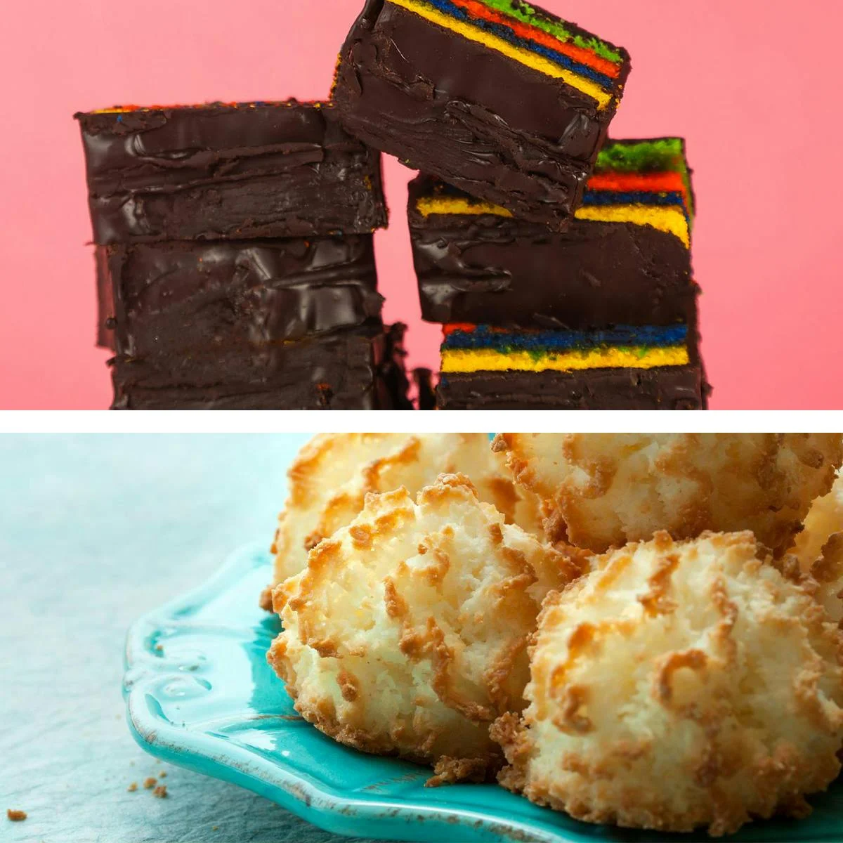 Kosher for Passover Rainbow Cookies + Coconut Macaroons
