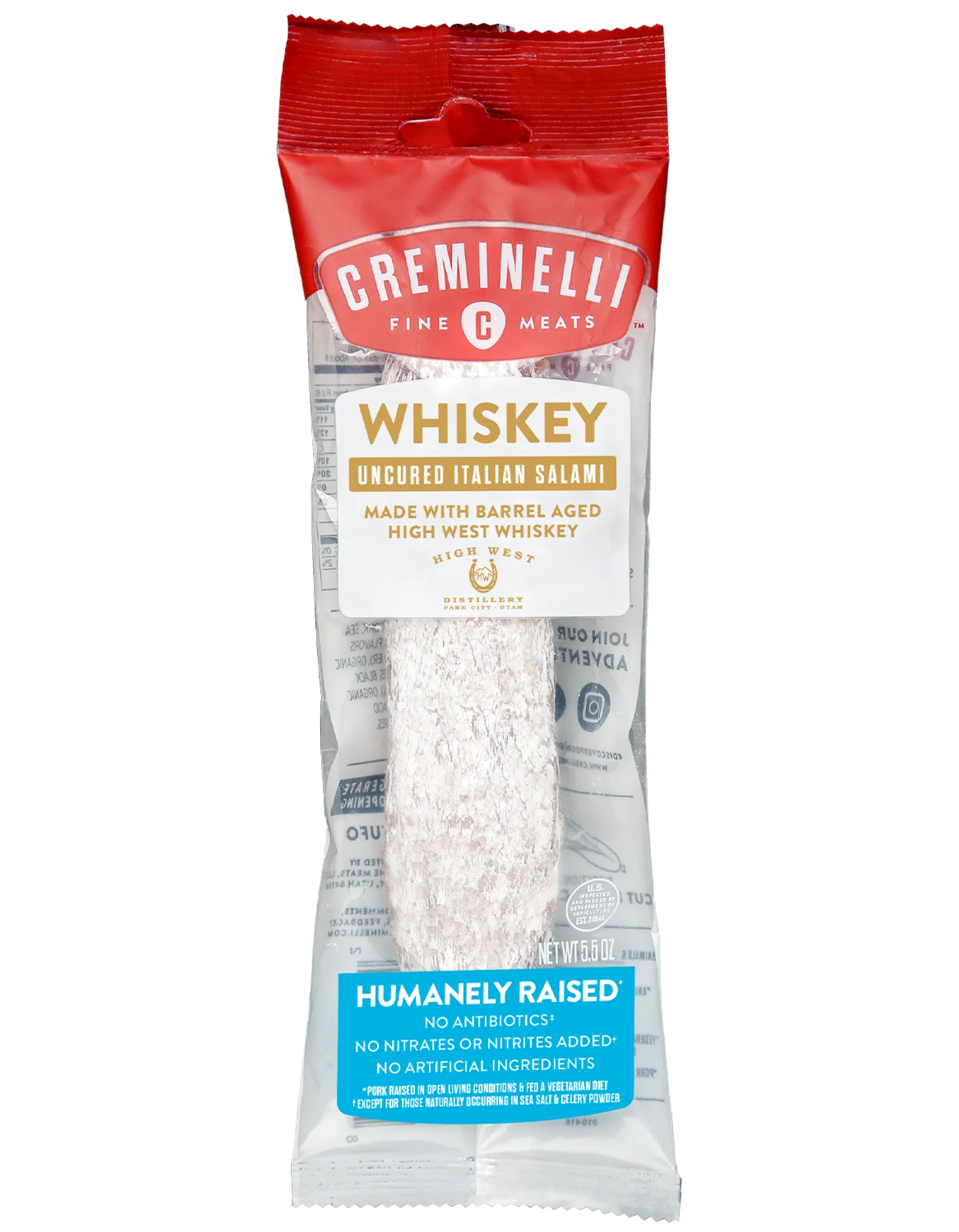 Creminelli Whiskey Salami, High West Whiskey, Made in USA, 5.5 oz