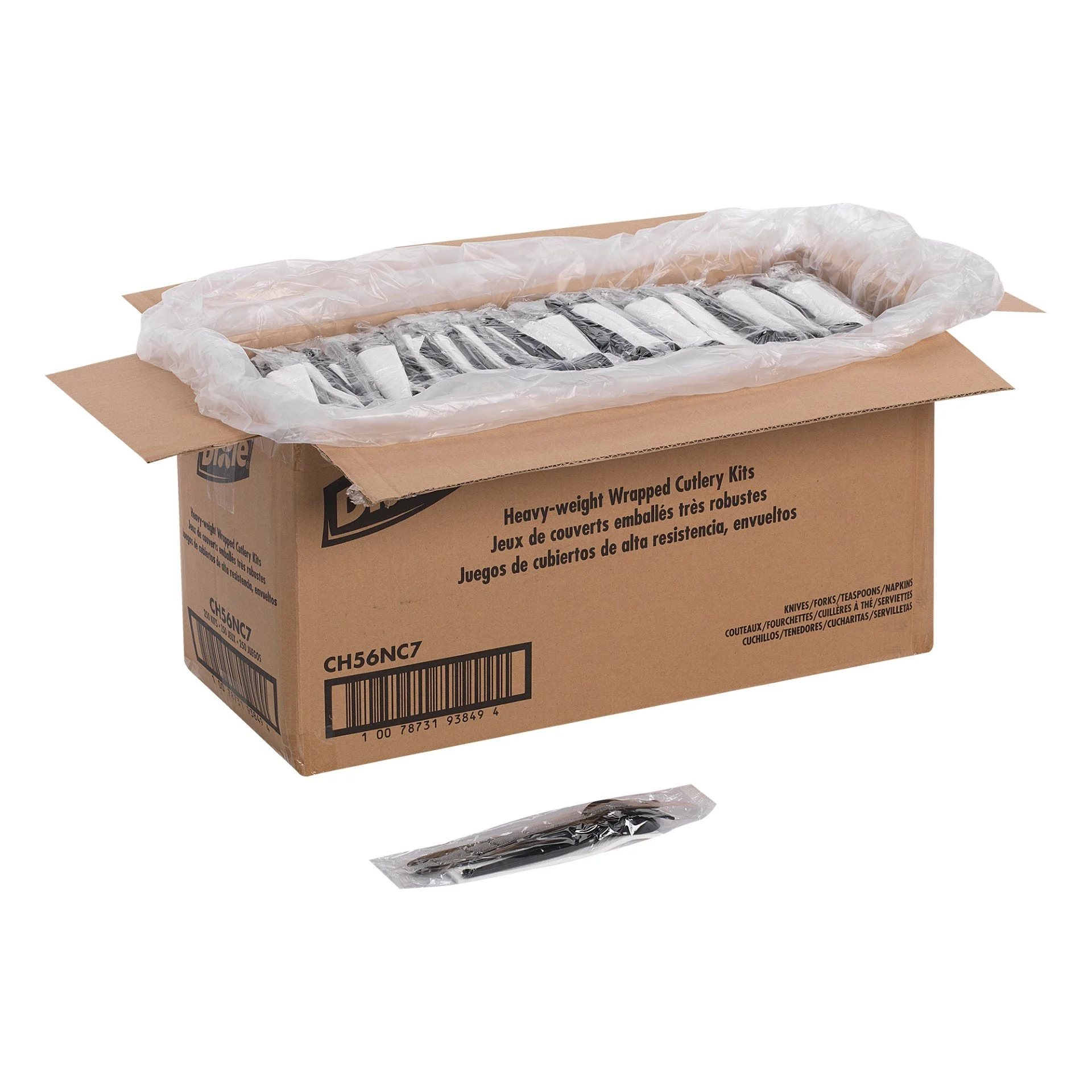 Dixie(R) 4-Piece Heavy-Weight Polystyrene Plastic Wrapped Cutlery Kits (Fork Knife Teaspoon Napki