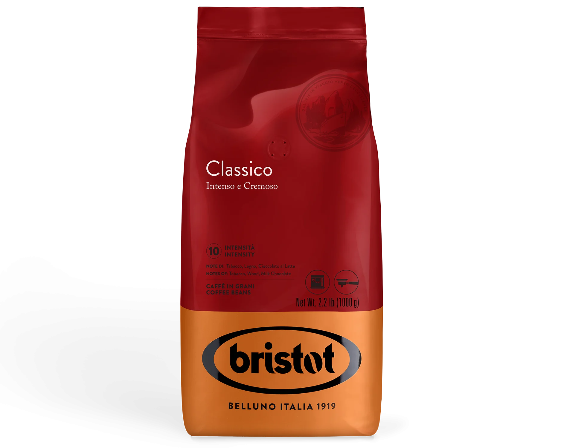 Caffe Bristot Classico Intenso e Cremoso, Coffee Beans, 2.2 lb | 1000g