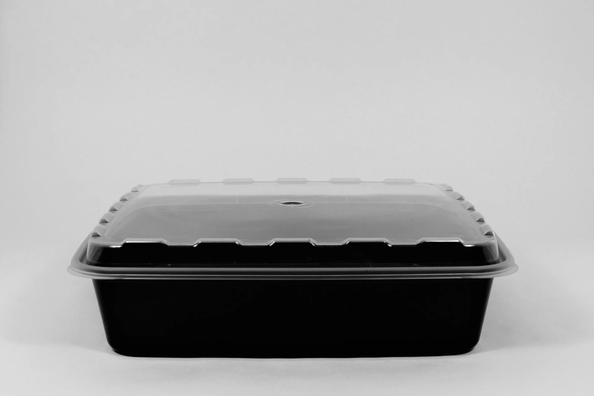 Cubeware 48Oz Square Container Black Base With Clear Lid.