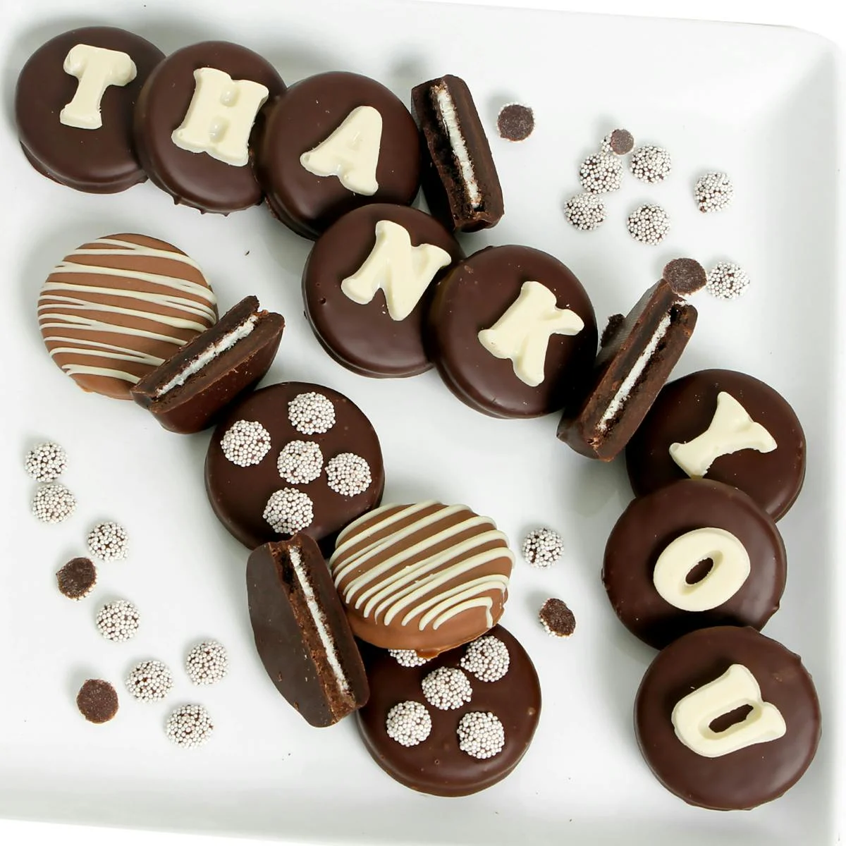 "Thank You" Belgian Chocolate-Dipped Sandwich Cookies Gift - 14 Pack