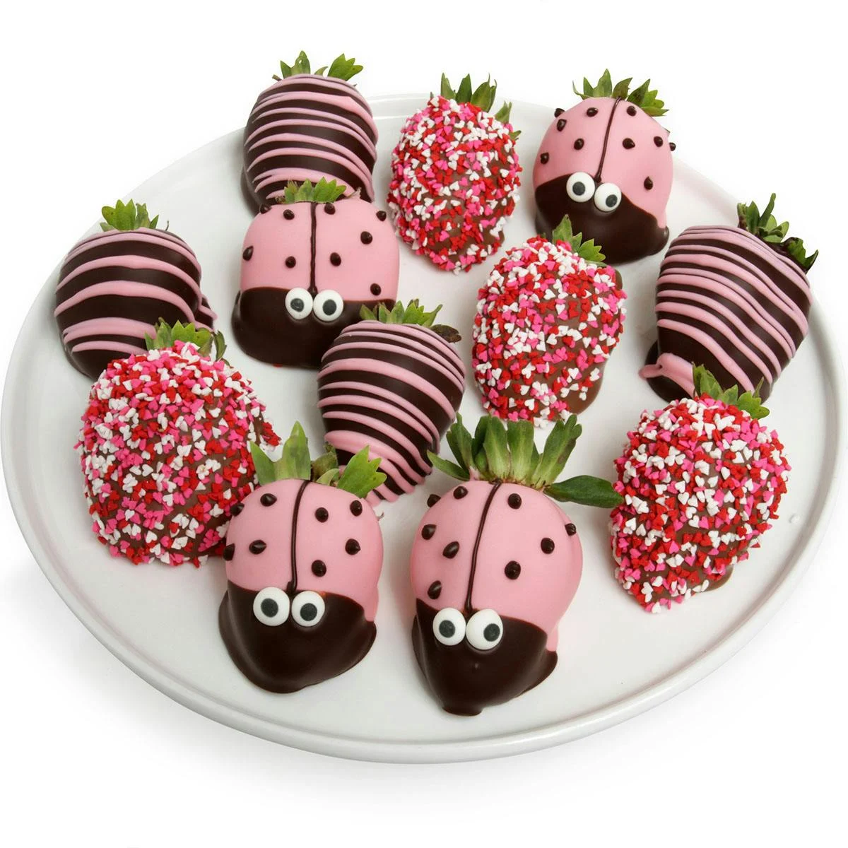Pink Cutie Bug Chocolate Covered Strawberries - 12 Pack