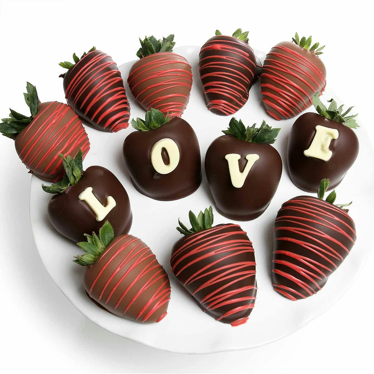 "LOVE" Belgian Chocolate Covered Strawberries - 12 Pack