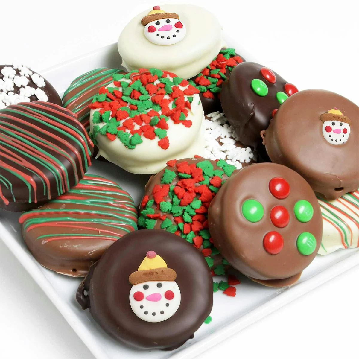 Holiday Belgian Chocolate Dipped Sandwich Cookies - 12 Pack
